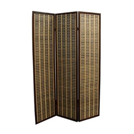 MANMADE 70.25 in. Bamboo 3-Panel Room Divider - Dark Walnut MA2478127